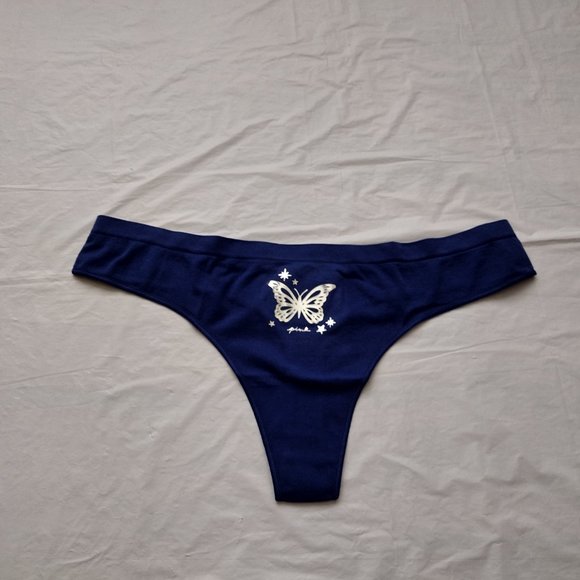PINK VICTORIA'S SECRET BLUE INVISIBLE THONG PANTY - Picture 5 of 9